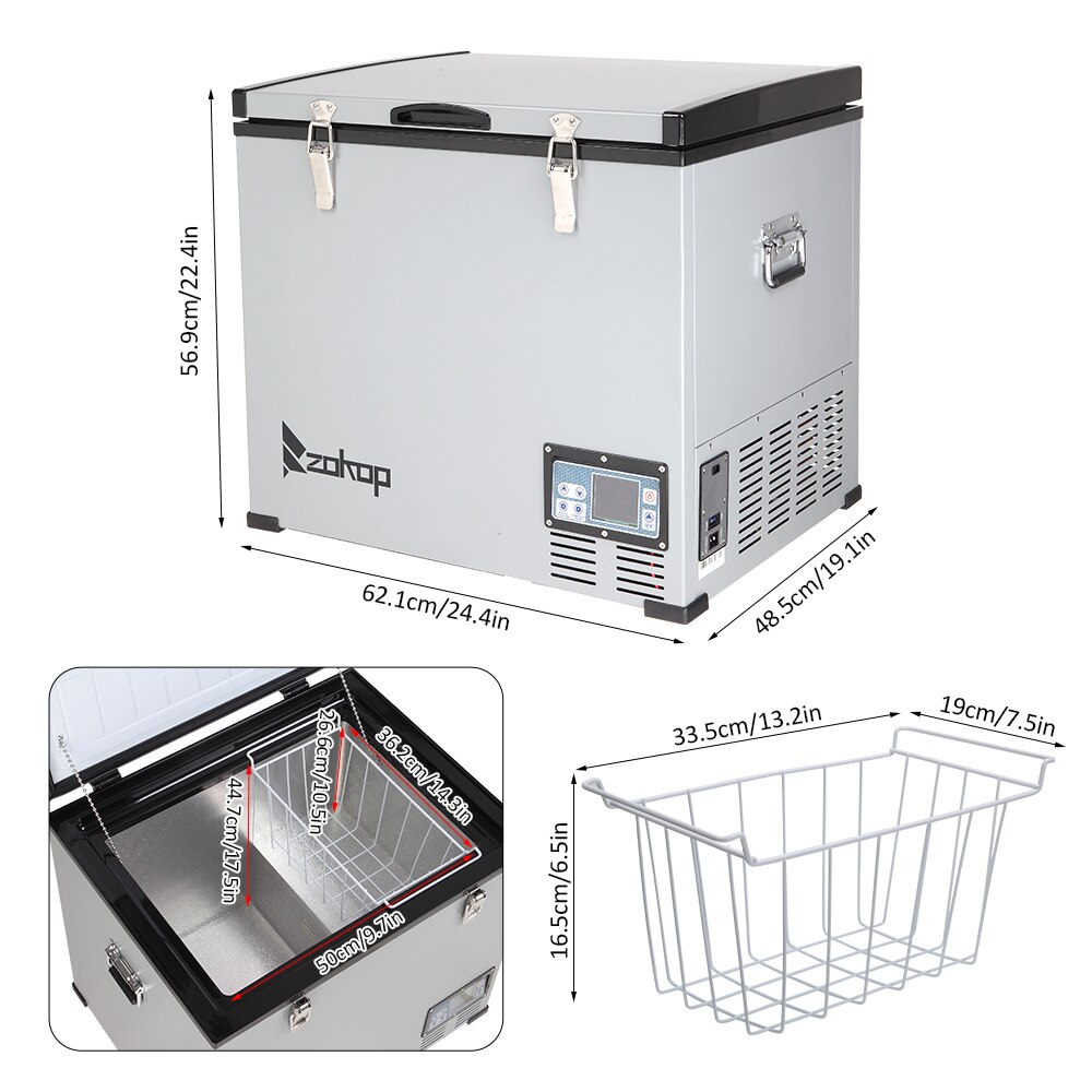 60L-Car-Refrigerator-Portable-Travel-Vehicle-Stainless-Steel-Fridge-Freezer-For-12V-24V-100-120V-Car-2